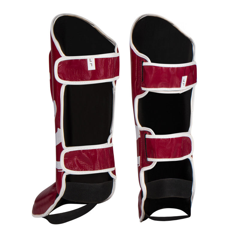 Shin Guards – Bordeaux Red / White
