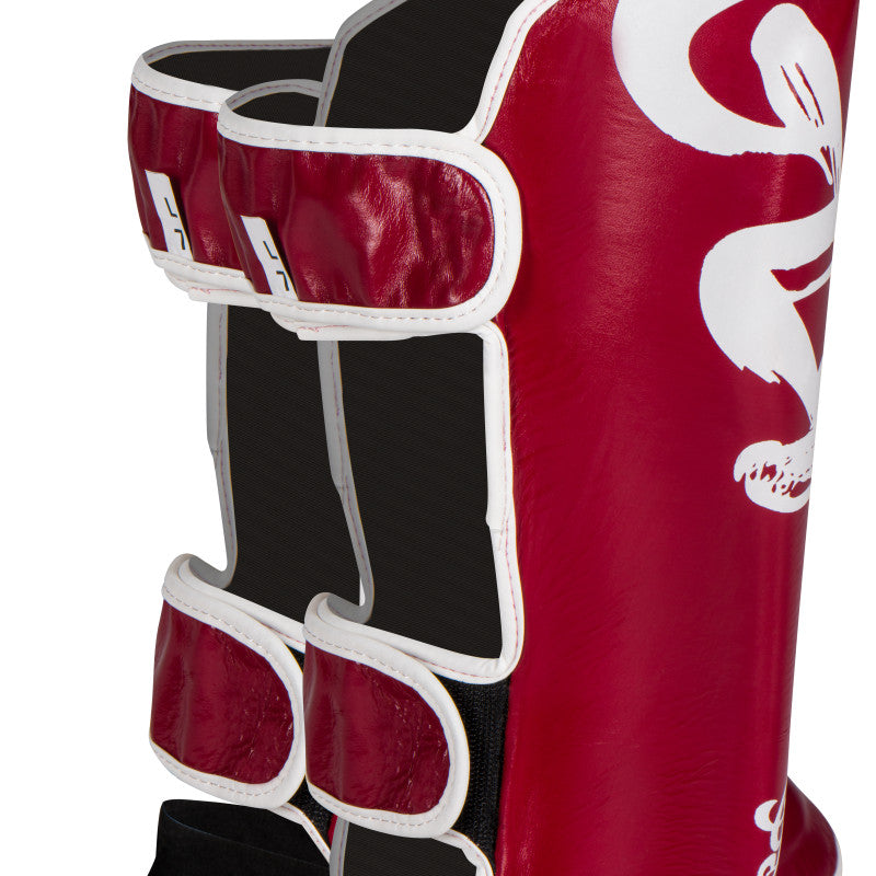 Shin Guards – Bordeaux Red / White