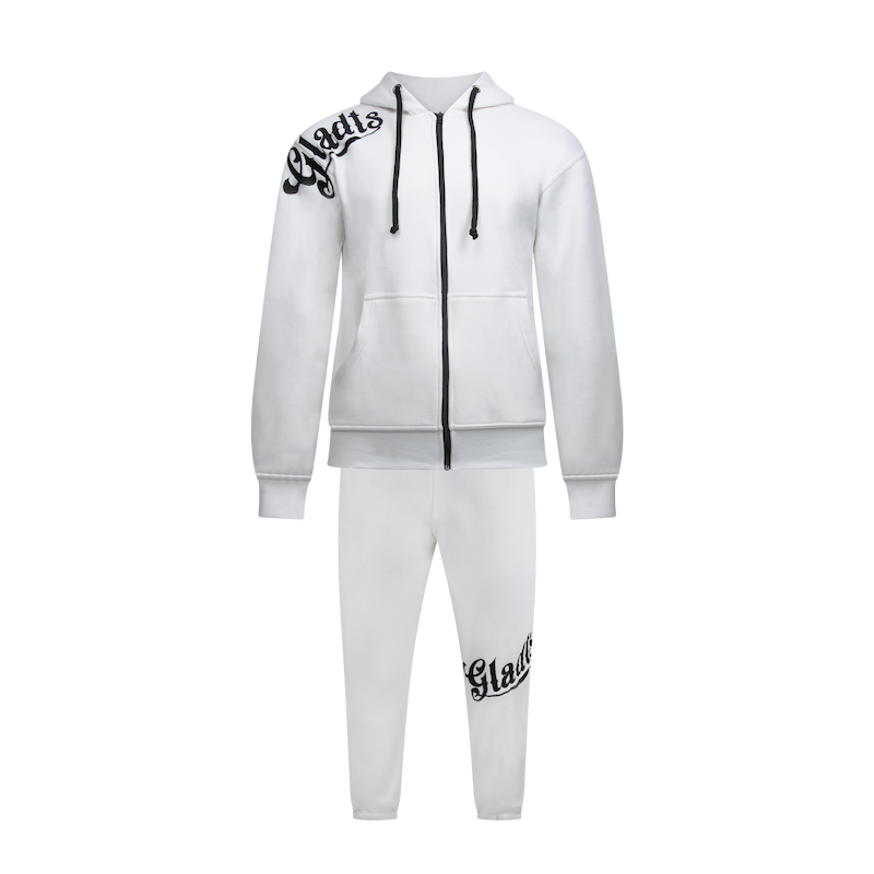 Gladts joggingspak wit met hoody