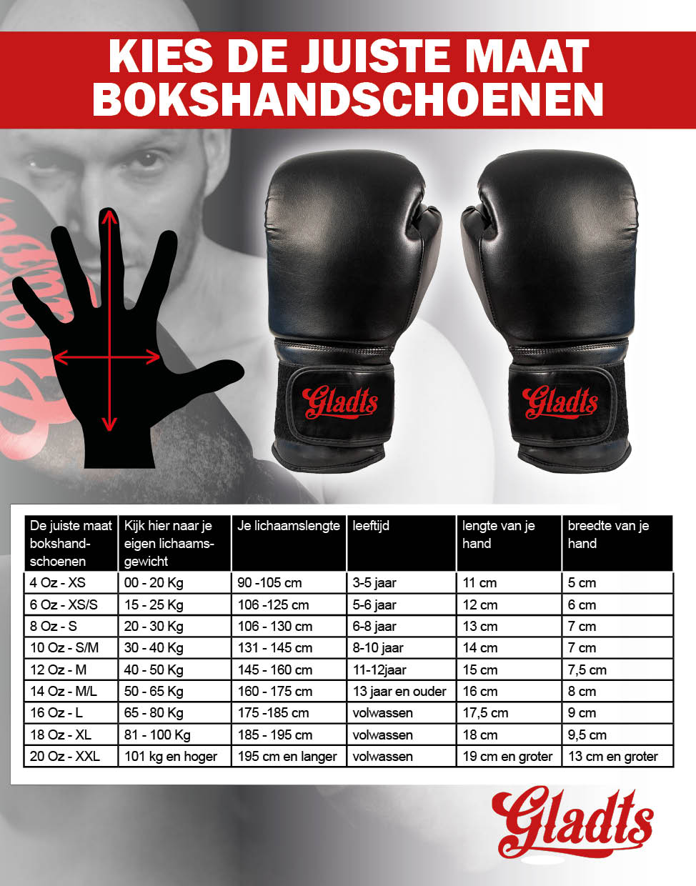 Gladts boxing gloves BO black/red