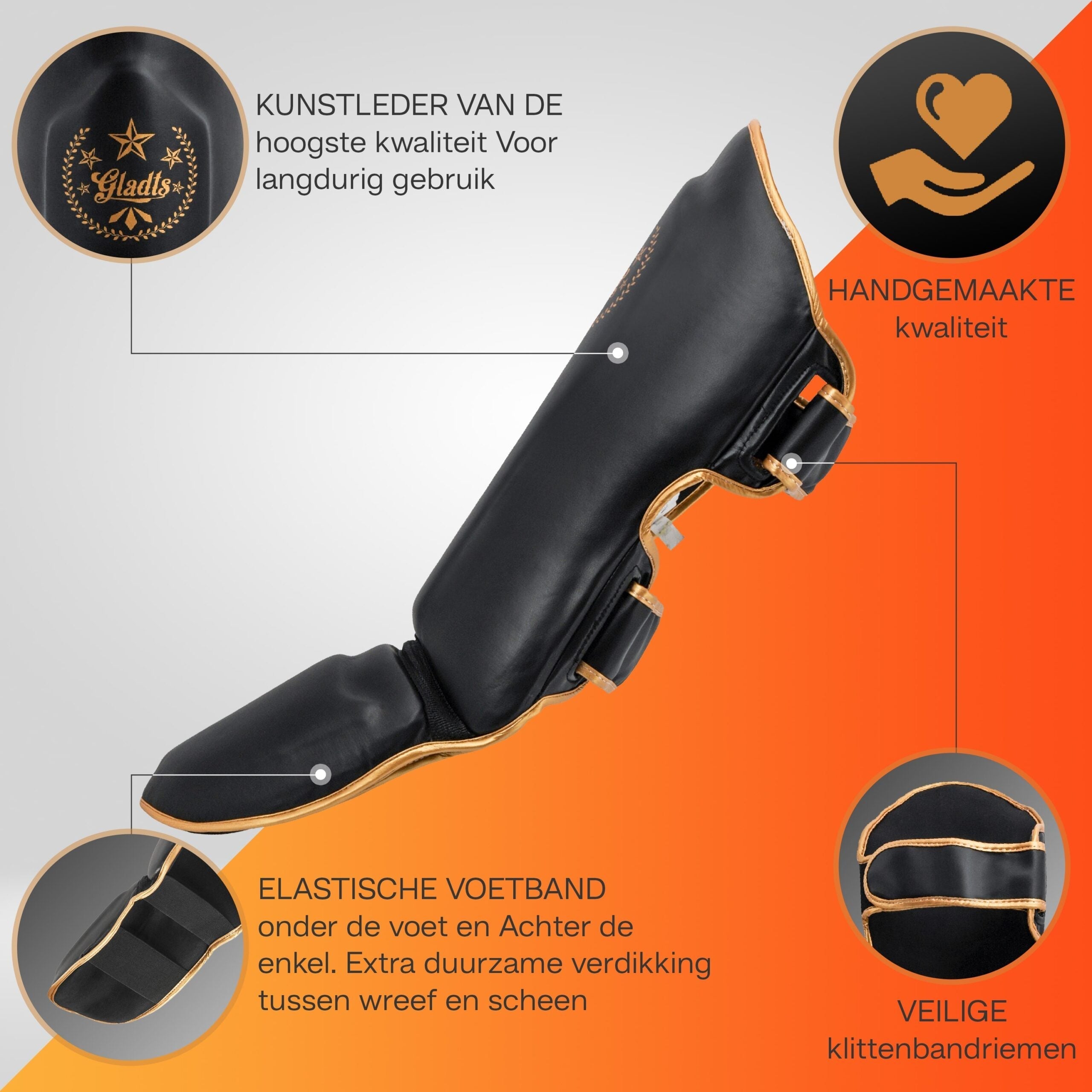 Gladts Gladiator Star Power Shin Guards Sizes M to XL